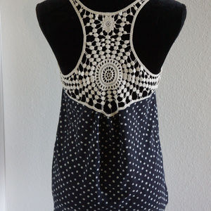 Spotted blouse with knitted back S